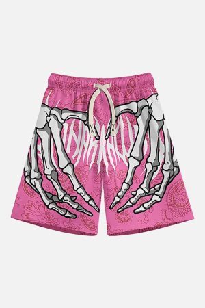 Concert Outfit Skull Hand Print Hip-Hop Shorts