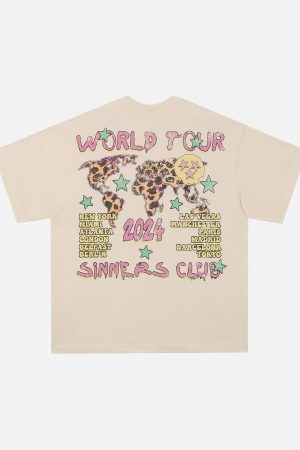 Concert Outfit Skull Print Crew Neck T-Shirt