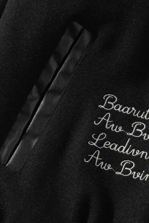 Concert Outfit Skull Sickle Embroidered PU Splicing Jacket