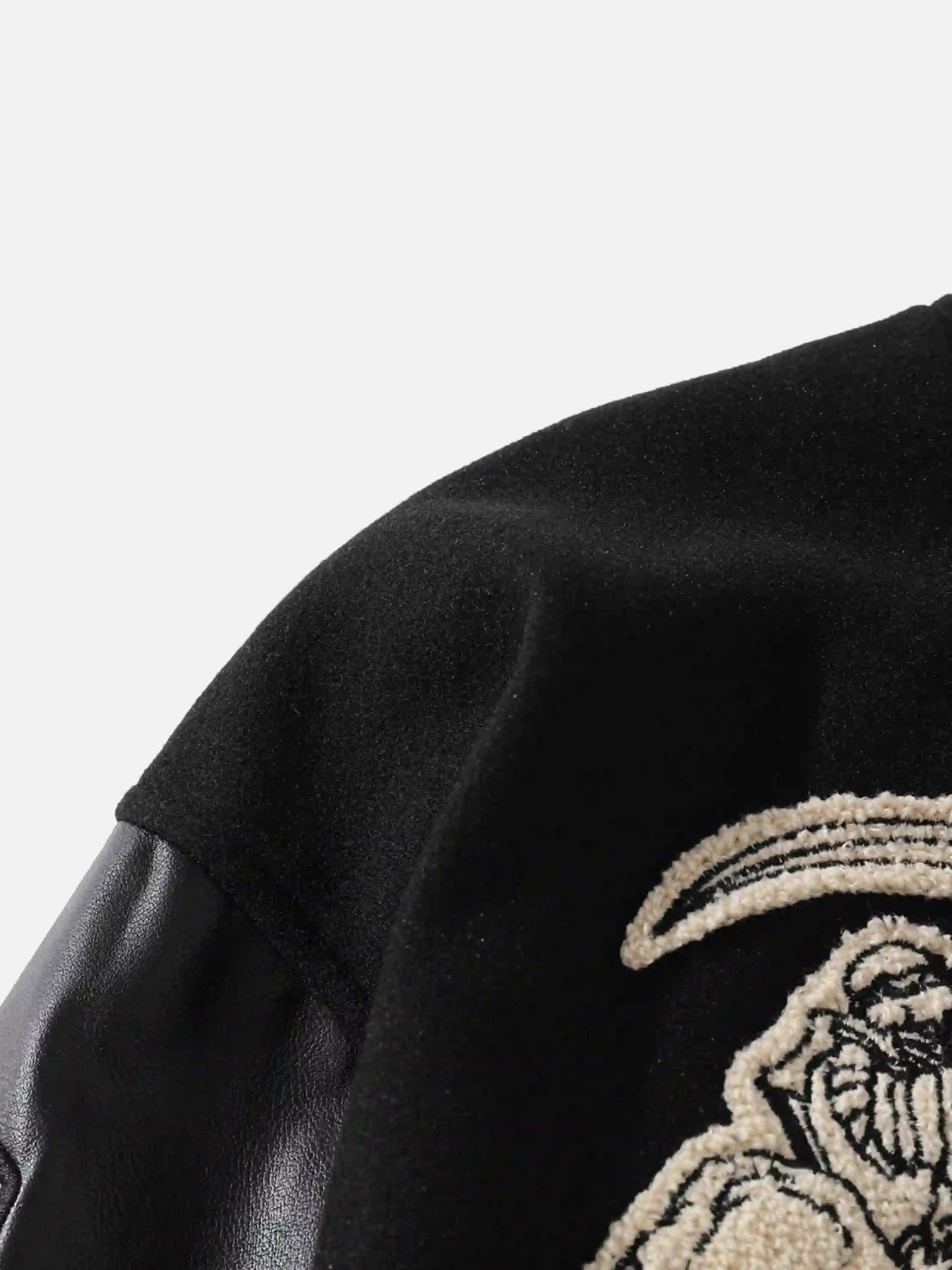 Concert Outfit Skull Sickle Embroidered PU Splicing Jacket Concert Outfit Skull Sickle Embroidered PU Splicing Jacket