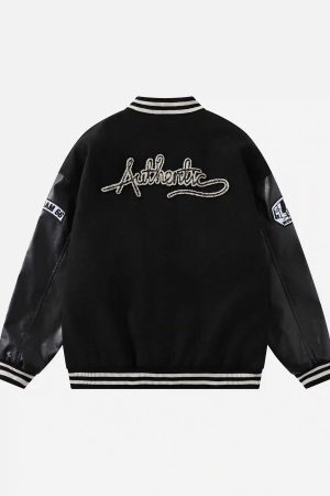 Concert Outfit Skull Sickle Embroidered PU Splicing Jacket