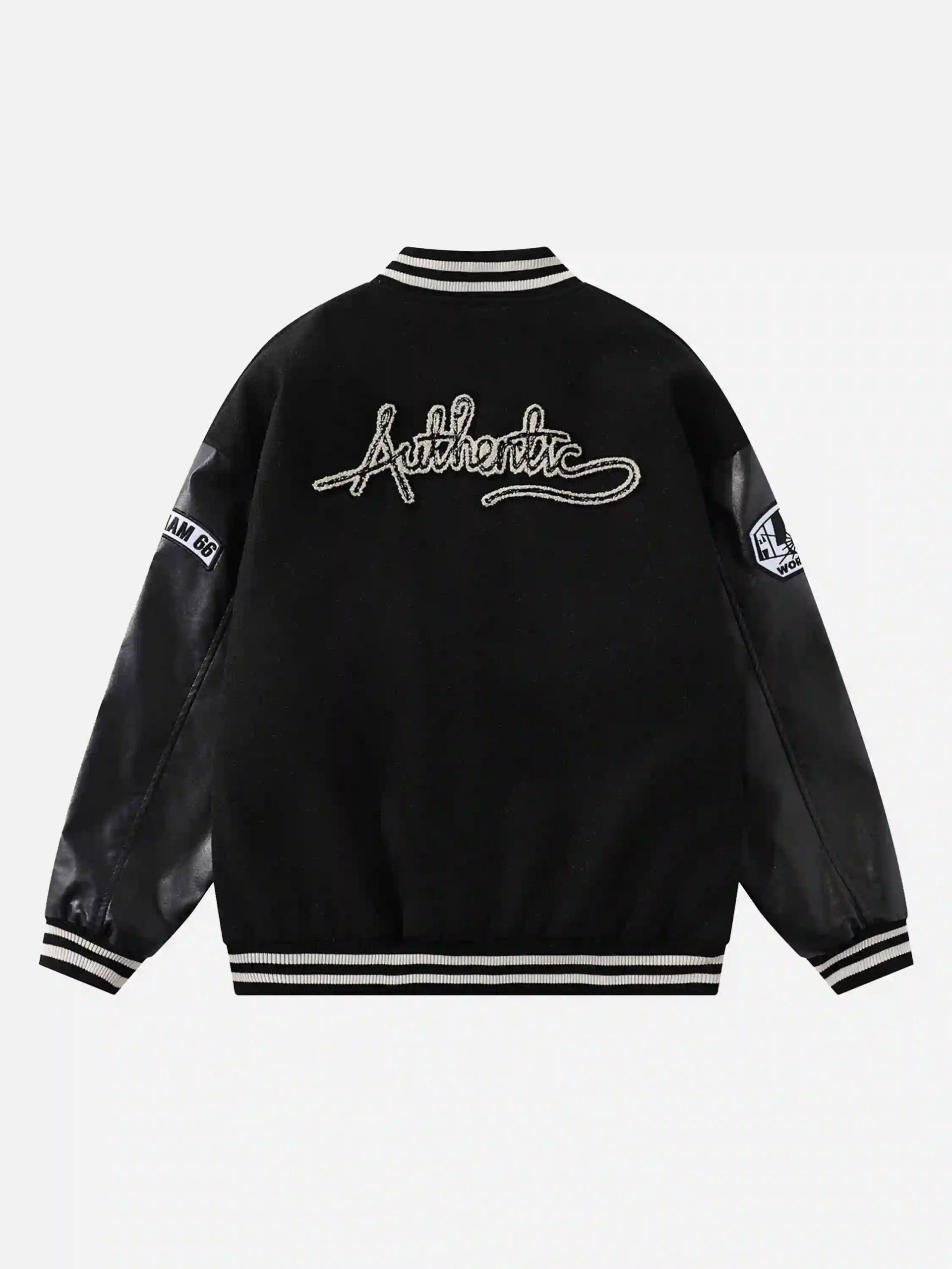 Concert Outfit Skull Sickle Embroidered PU Splicing Jacket Concert Outfit Skull Sickle Embroidered PU Splicing Jacket