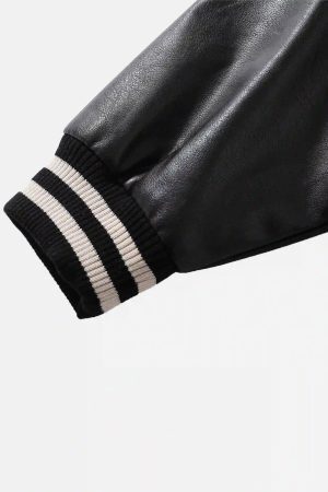 Concert Outfit Skull Sickle Embroidered PU Splicing Jacket