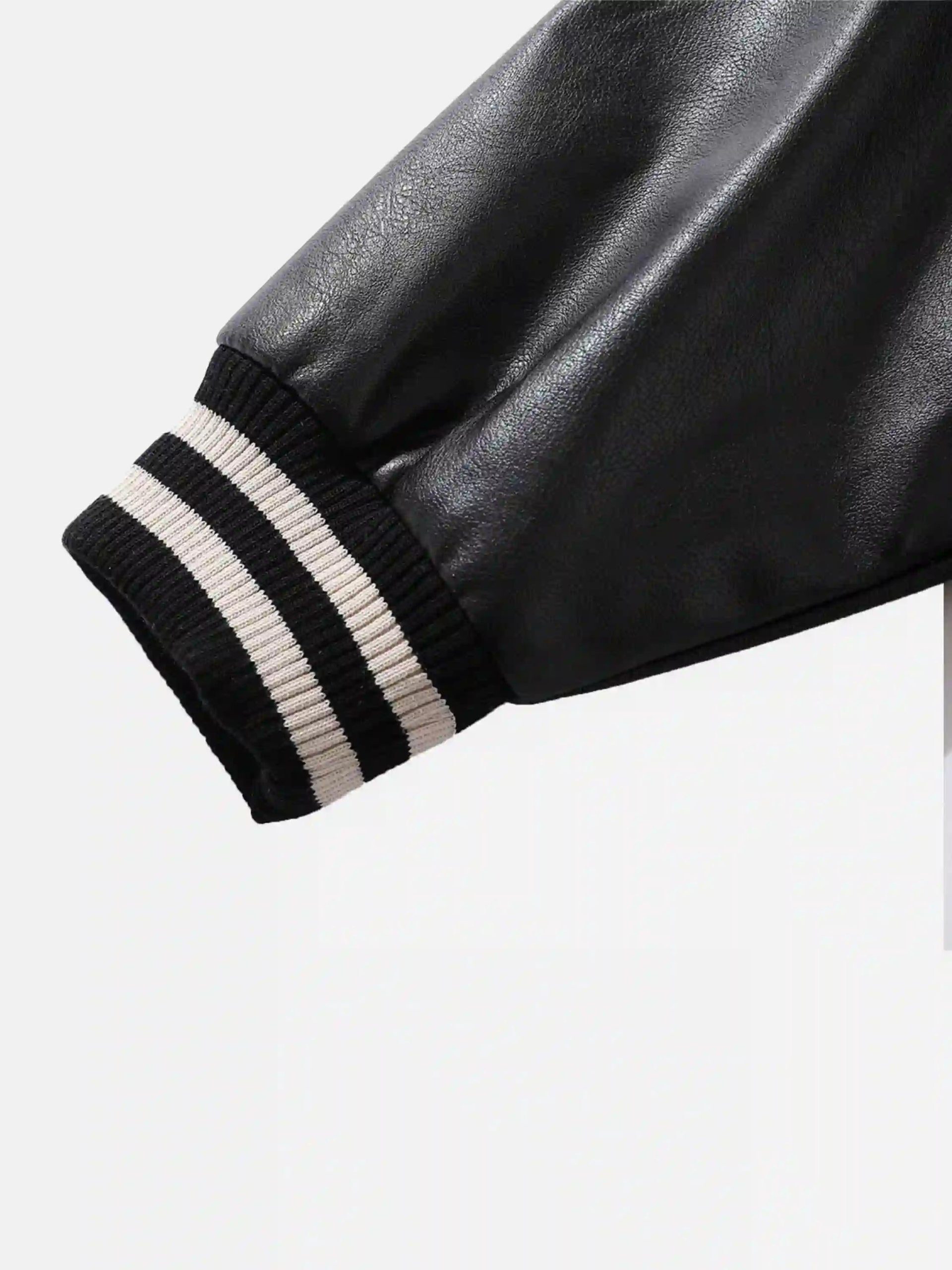 Concert Outfit Skull Sickle Embroidered PU Splicing Jacket Concert Outfit Skull Sickle Embroidered PU Splicing Jacket