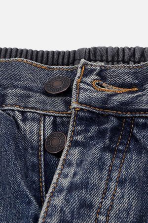 Concert Outfit Slub Cotton Patchwork Frayed Jeans