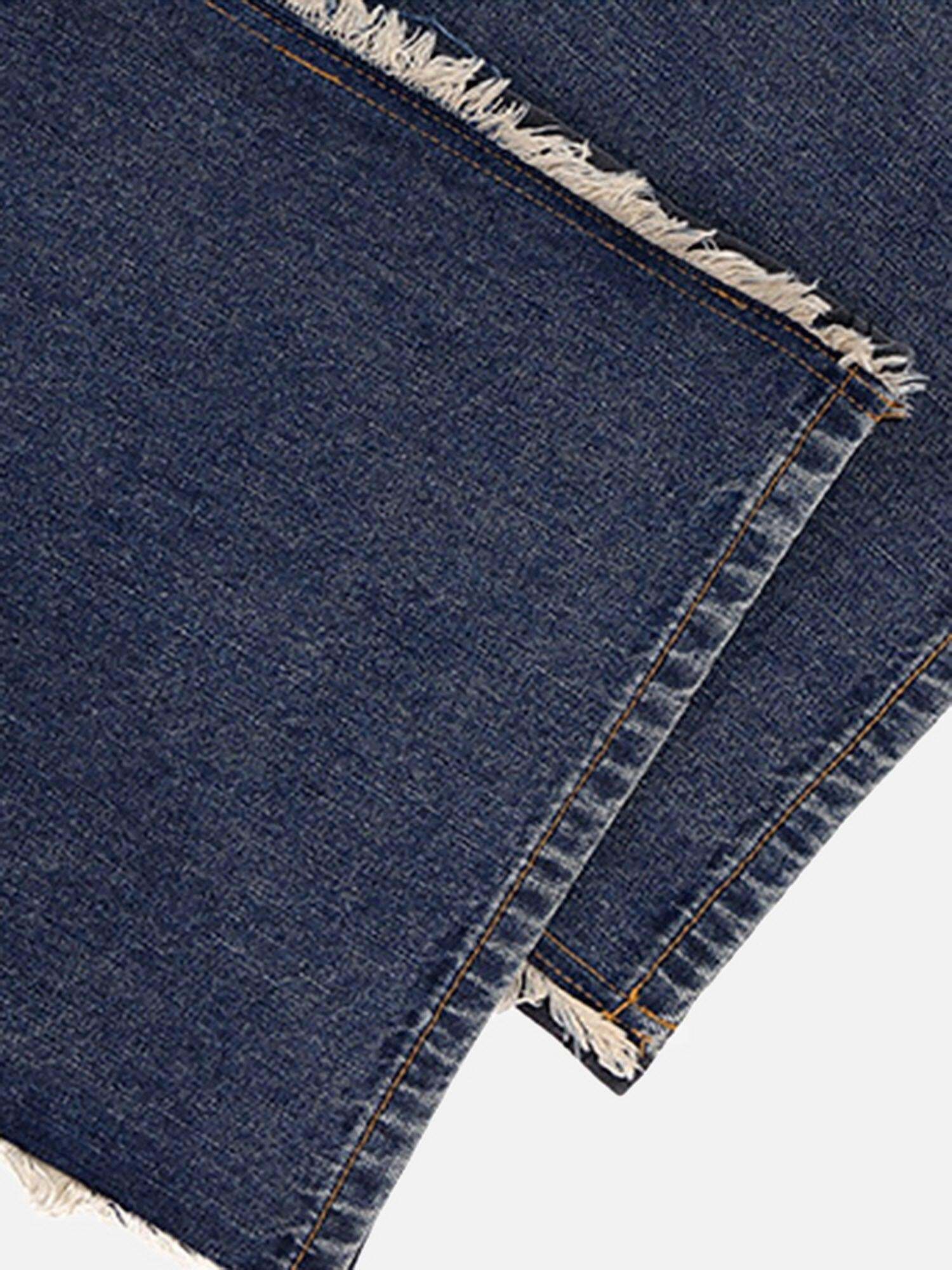 Concert Outfit Slub Cotton Patchwork Frayed Jeans Concert Outfit Slub Cotton Patchwork Frayed Jeans