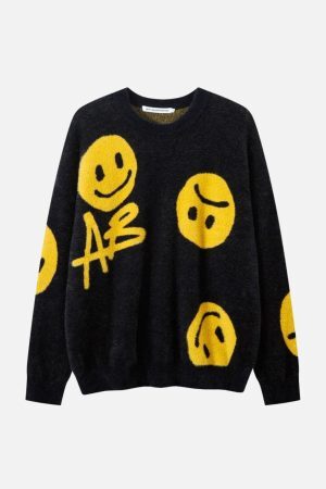Concert Outfit Smiley Jacquard Sweater