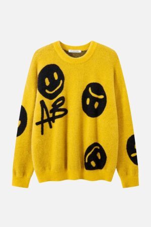 Concert Outfit Smiley Jacquard Sweater