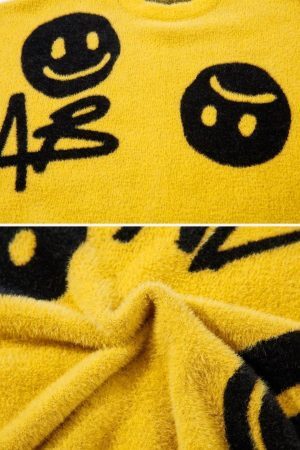 Concert Outfit Smiley Jacquard Sweater