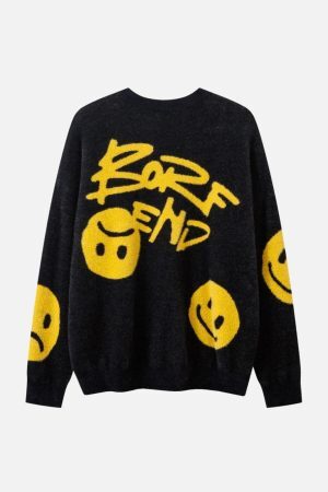 Concert Outfit Smiley Jacquard Sweater