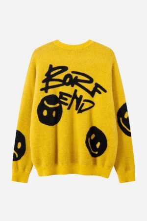 Concert Outfit Smiley Jacquard Sweater