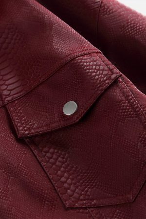 Concert Outfit Snake Texture Faux Leather Jacket