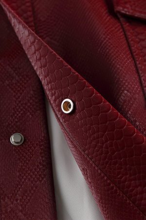 Concert Outfit Snake Texture Faux Leather Jacket