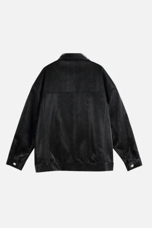 Concert Outfit Snake Texture Faux Leather Jacket