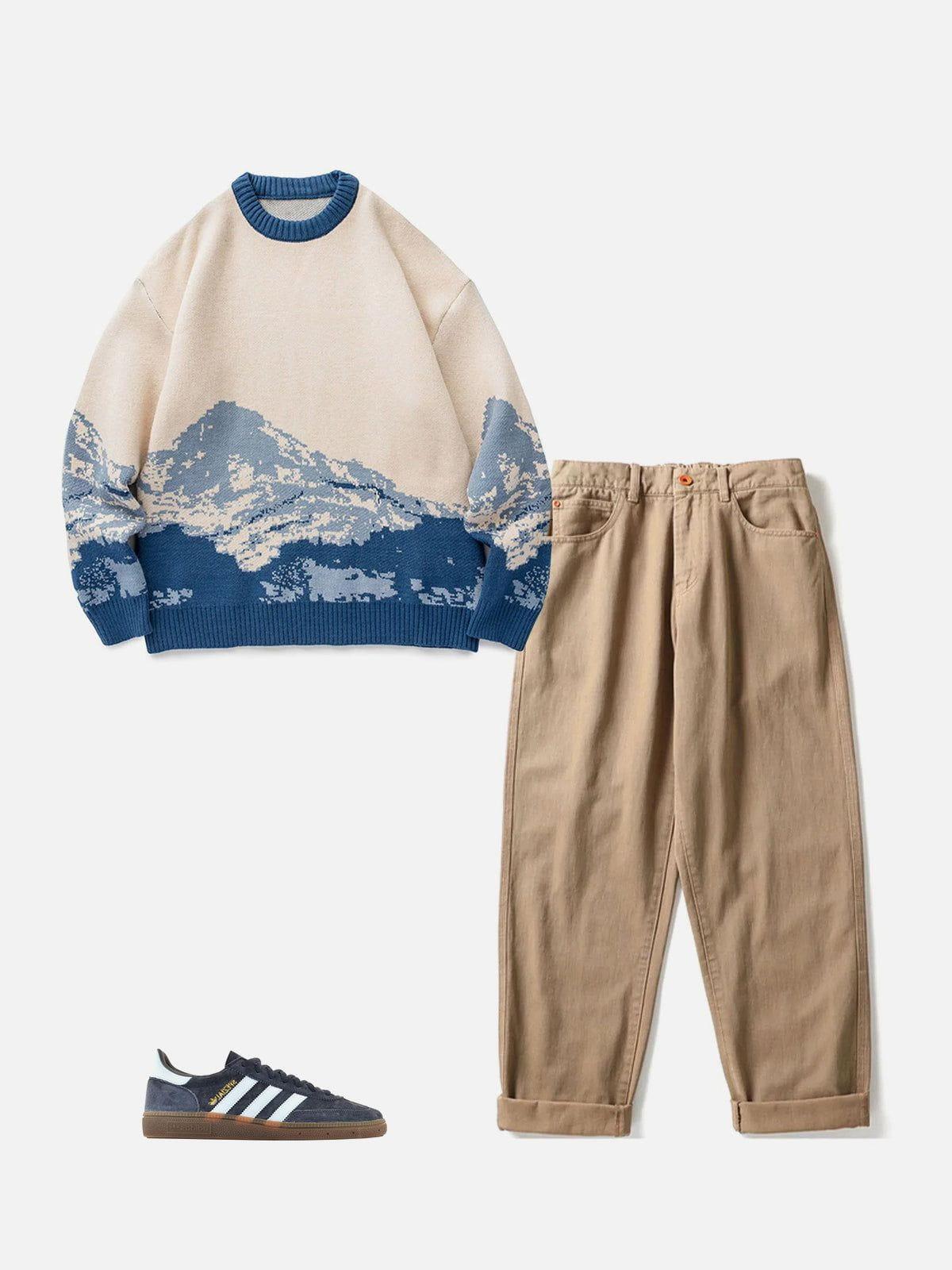 Concert Outfit Snow Mountain Gradient Knit Sweater Concert Outfit Snow Mountain Gradient Knit Sweater