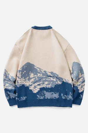 Concert Outfit Snow Mountain Gradient Knit Sweater