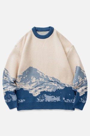 Concert Outfit Snow Mountain Gradient Knit Sweater
