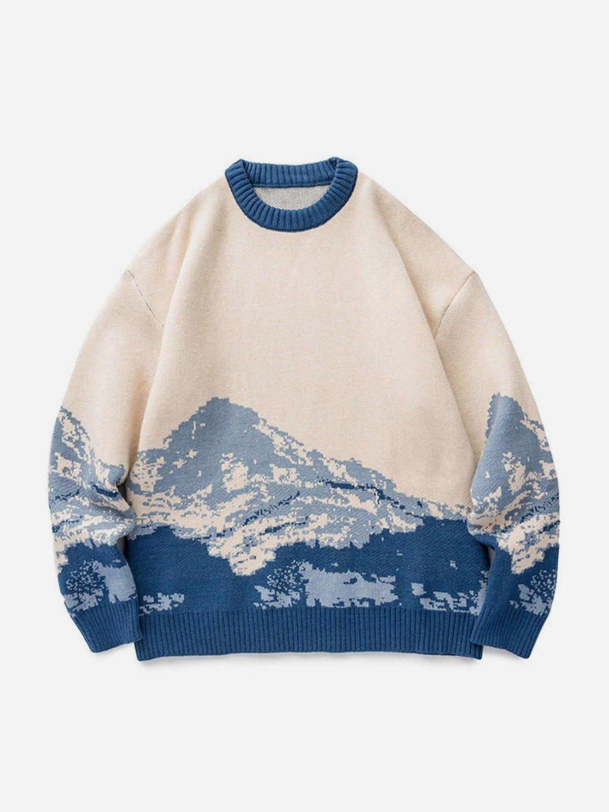 Concert Outfit Snow Mountain Gradient Knit Sweater Concert Outfit Snow Mountain Gradient Knit Sweater