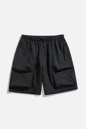 Concert Outfit Solid Big Pocket Drawstring Shorts