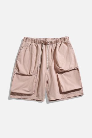 Concert Outfit Solid Big Pocket Drawstring Shorts