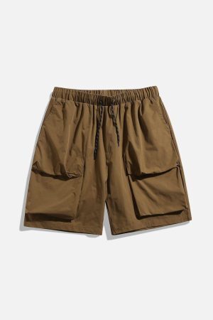 Concert Outfit Solid Big Pocket Drawstring Shorts