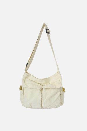 Concert Outfit Solid Color Big Pocket Shoulder Bag