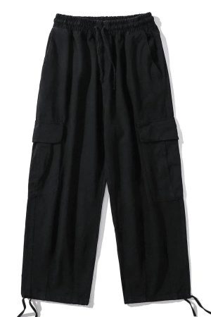Concert Outfit Solid Color Big Pockets To Tie Feet Pants