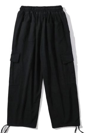 Concert Outfit Solid Color Big Pockets To Tie Feet Pants