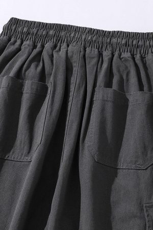 Concert Outfit Solid Color Big Pockets To Tie Feet Pants