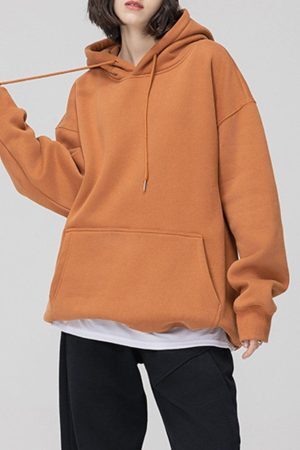 Concert Outfit Solid Color Drawstring Hoodie