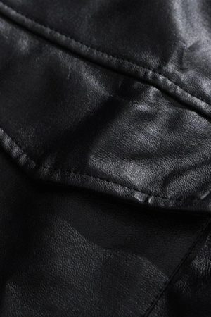 Concert Outfit Solid Color Lapel PU Jacket