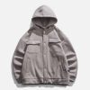 Concert Outfit Solid Color Multi-Pocket Hooded Winter Coat