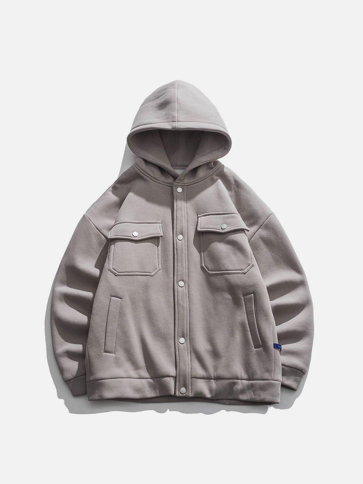 Concert Outfit Solid Color Multi-Pocket Hooded Winter Coat Concert Outfit Solid Color Multi-Pocket Hooded Winter Coat