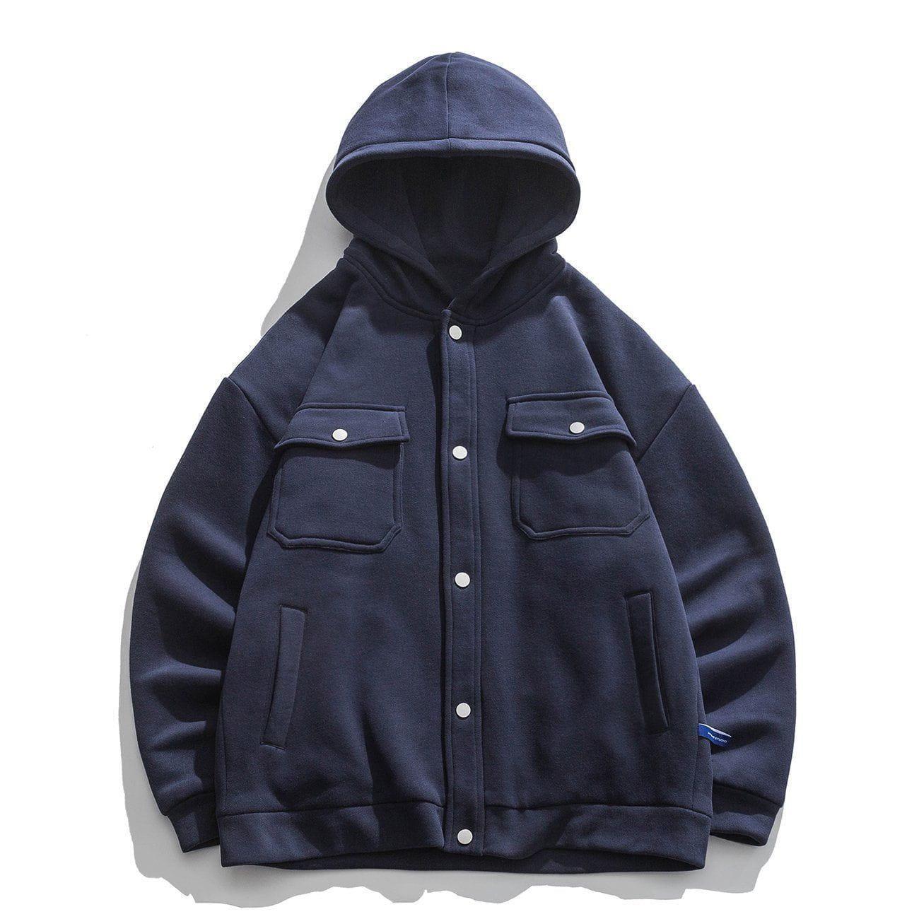 Concert Outfit Solid Color Multi-Pocket Hooded Winter Coat Concert Outfit Solid Color Multi-Pocket Hooded Winter Coat