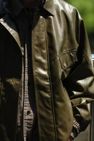 Concert Outfit Solid Color PU Jacket