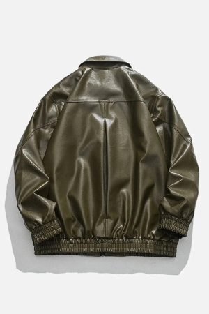 Concert Outfit Solid Color PU Jacket