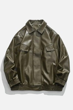 Concert Outfit Solid Color PU Jacket