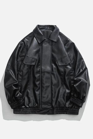 Concert Outfit Solid Color PU Jacket