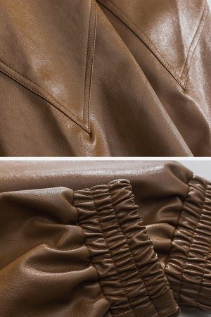 Concert Outfit Solid Color PU Jacket