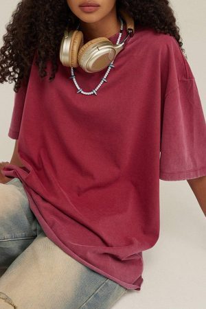 Concert Outfit Solid Color Pullover Tee