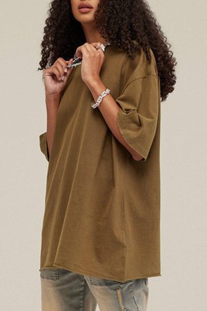 Concert Outfit Solid Color Pullover Tee