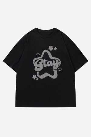 Concert Outfit Solid Color Star Print Tee