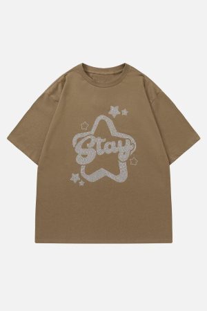 Concert Outfit Solid Color Star Print Tee