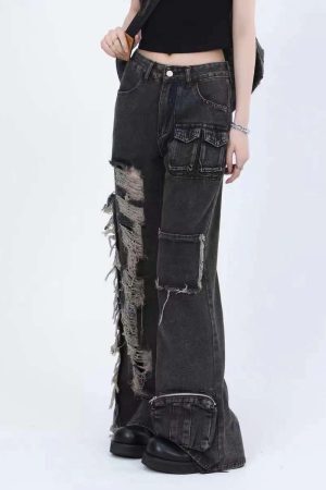 Concert Outfit Solid Color Straps Jeans