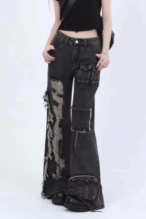 Concert Outfit Solid Color Straps Jeans