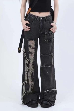 Concert Outfit Solid Color Straps Jeans