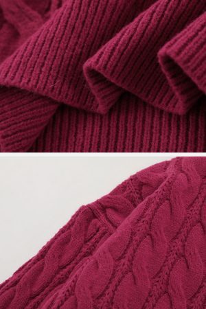 Concert Outfit Solid Color Twist Knit Sweater