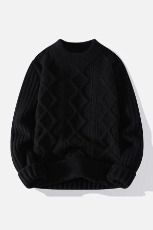 Concert Outfit Solid Color Twist Knit Sweater