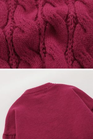 Concert Outfit Solid Color Twist Knit Sweater