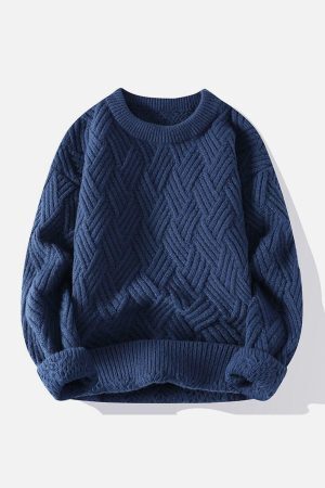 Concert Outfit Solid Color Weave Cozy Sweater